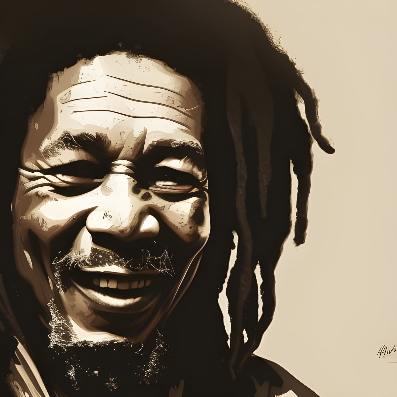 Detailed Portrait Inspired by Bob Marley