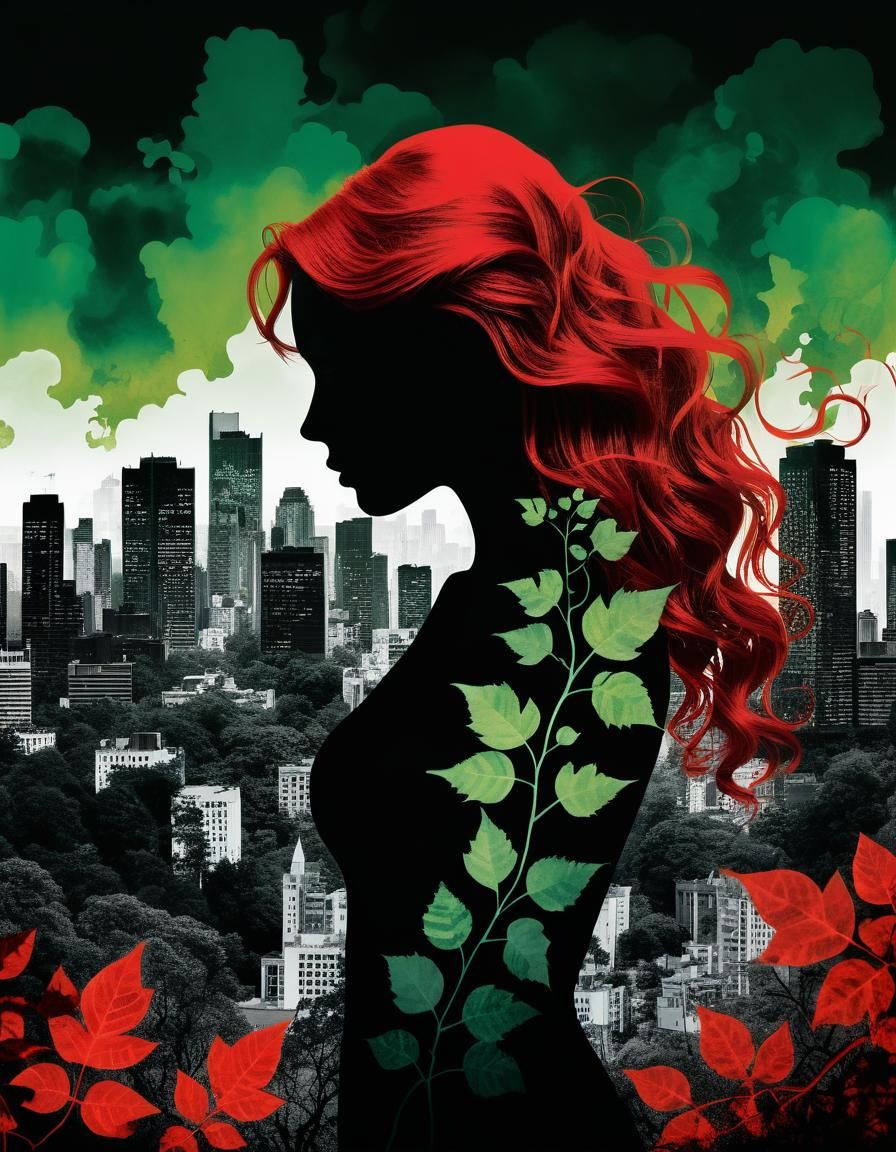 Poison Ivy Double Exposure Silhouette