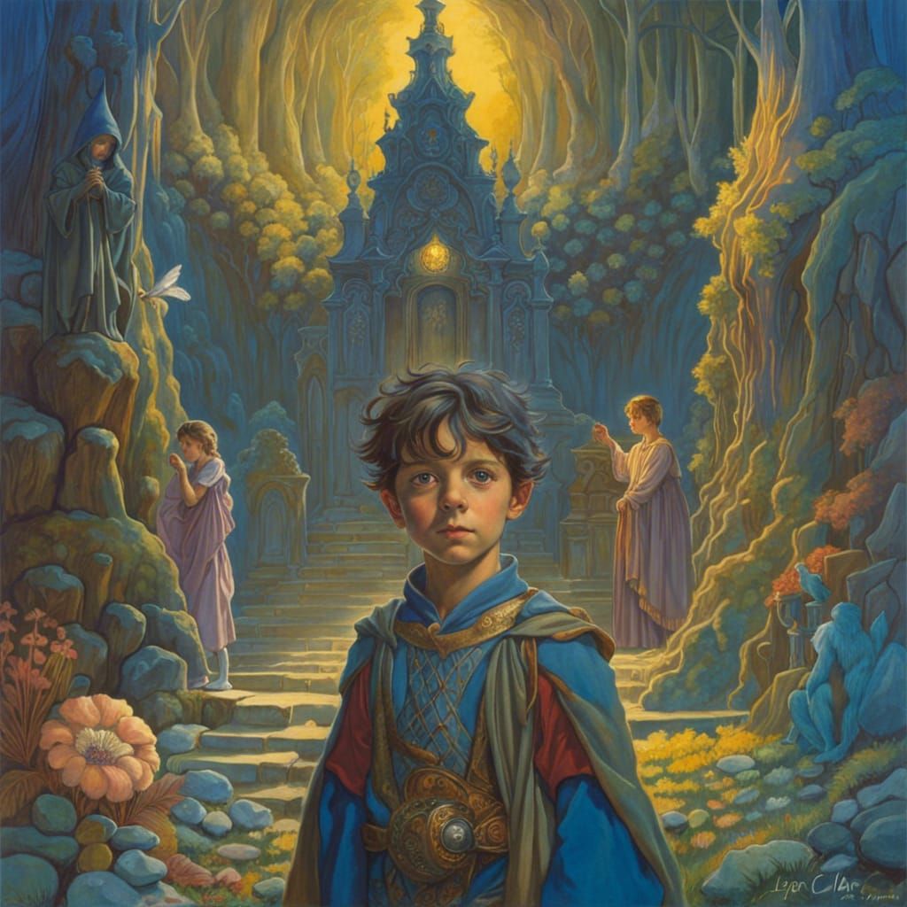 Boy Watching Pixies Dance: Fantasy Illustration