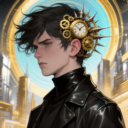 Steampunk Portrait of a Brooding Young Man in Graphic Novel ...