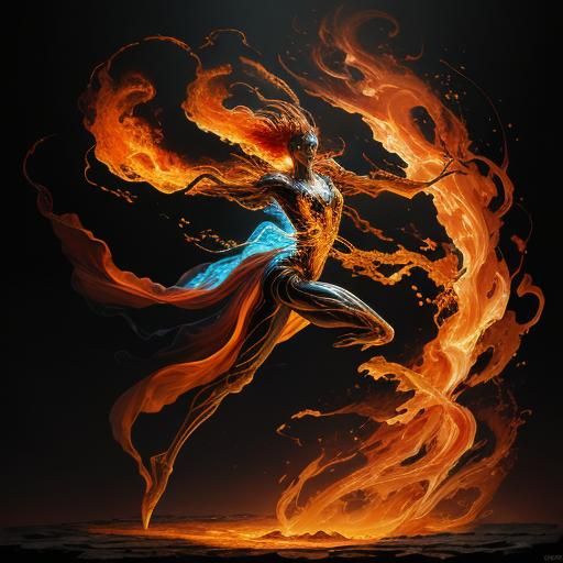 Ethereal Fire Dancer in Dark Fantasy Style
