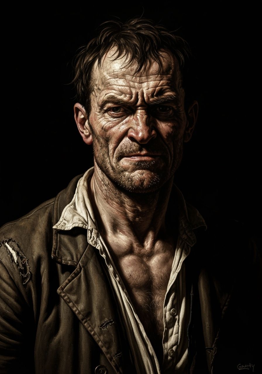 Gritty Realism Portrait of Arrogant Man
