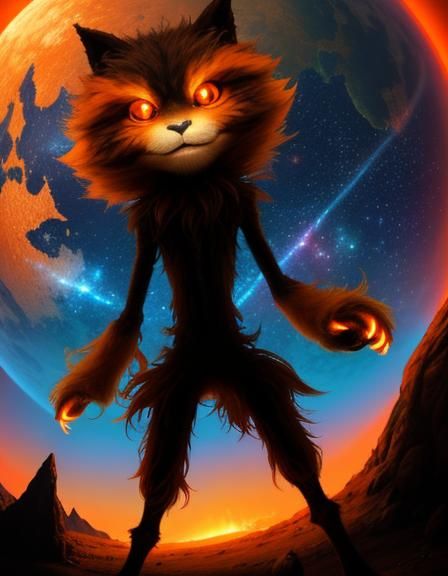 Adorable Furry Alien on an Orange Planet