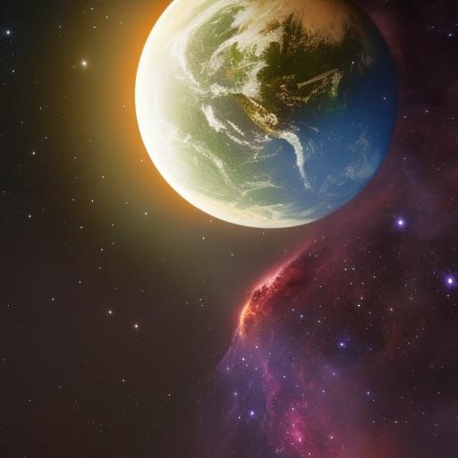 Pregnant Woman in Space: Art Nouveau Concept