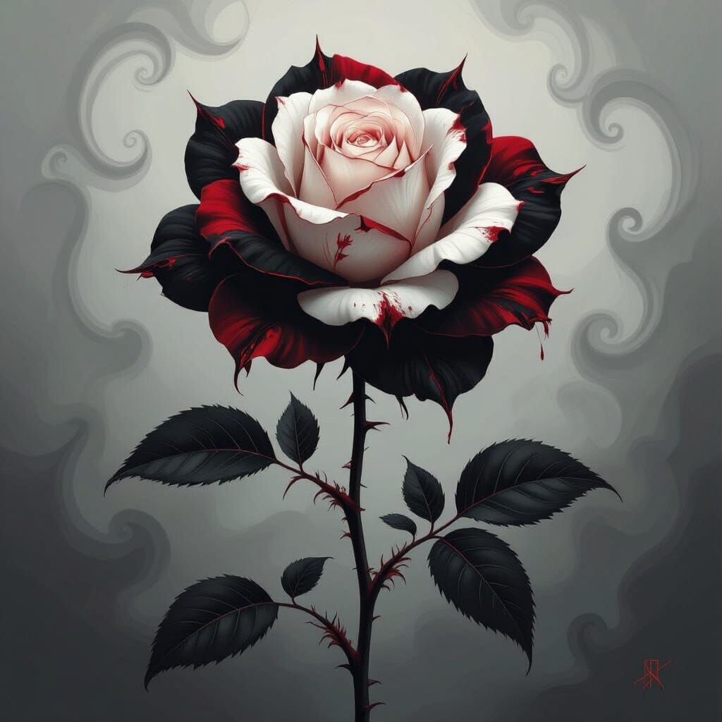 Surreal Gothic Rose with Eerie Elegance