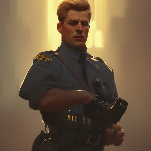 Kennedy Policeman Portrait in Hyperdetailed Art Style