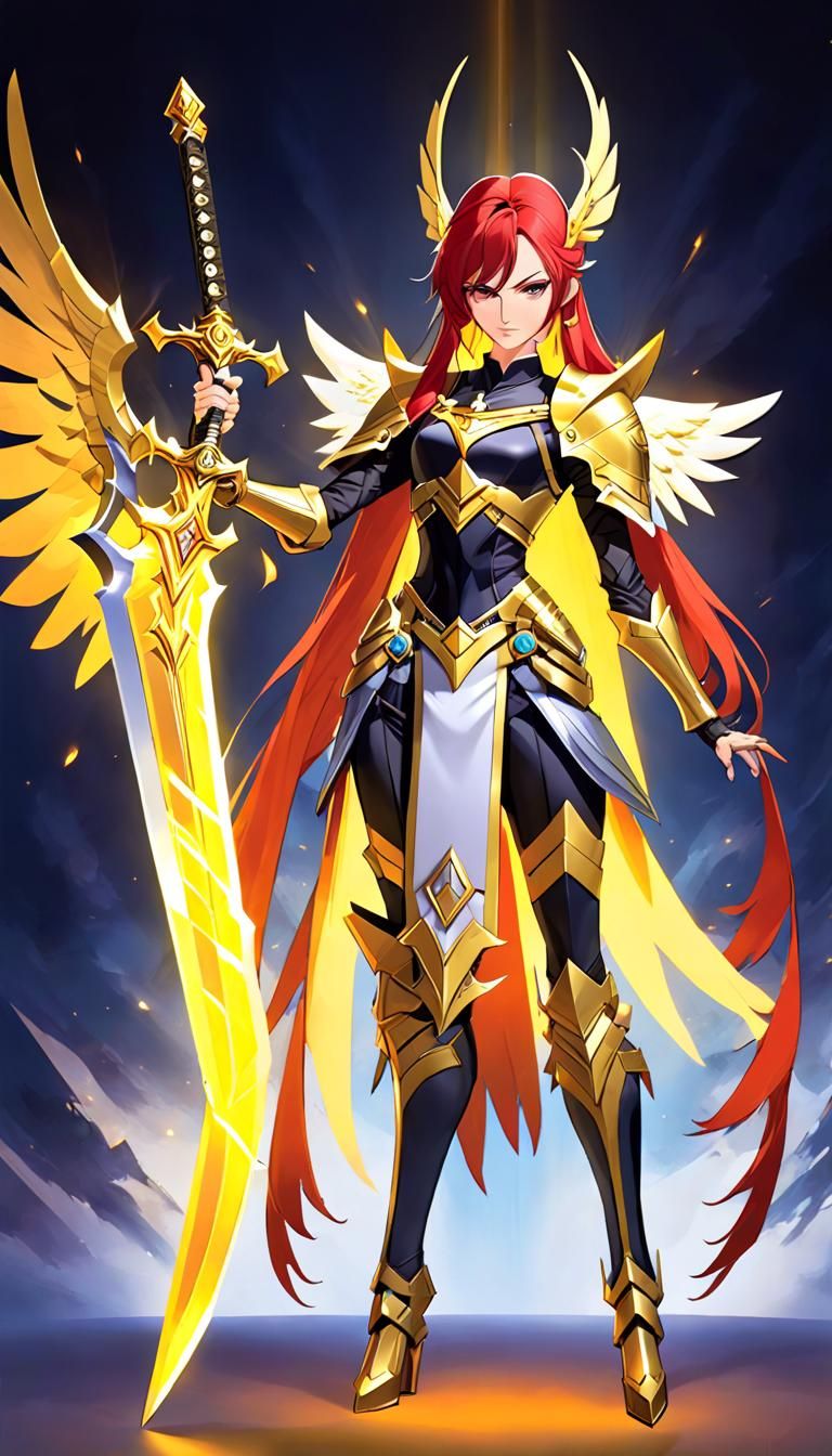 Nephalem Woman with Energy Sword: Anime-Inspired Art