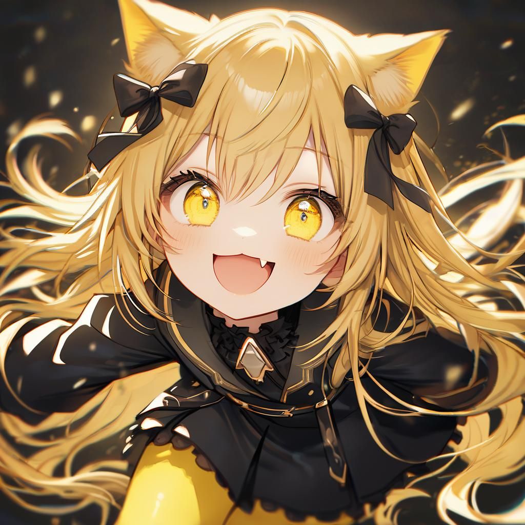 Adorable Catgirl with Big Yellow Eyes