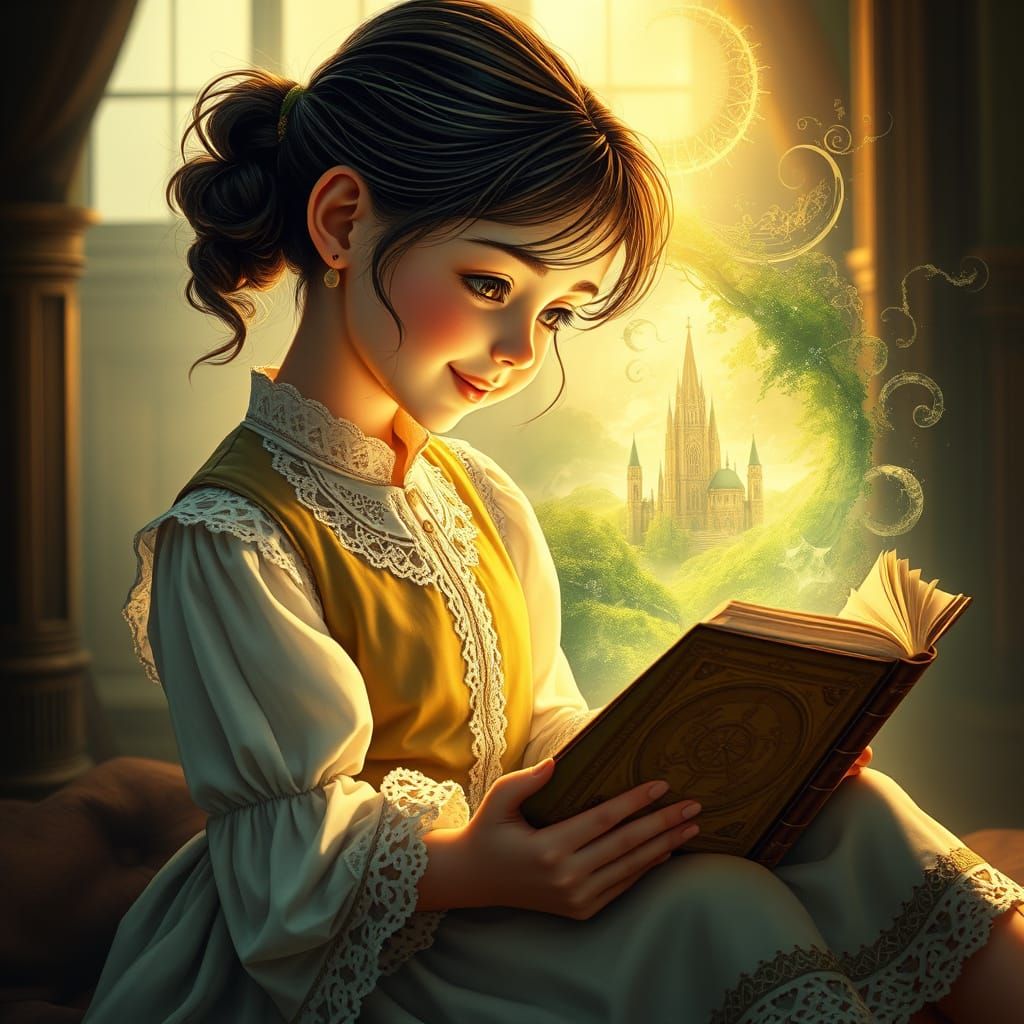 Enchanted World Unfolds from Ancient Tome in Whimsical Art