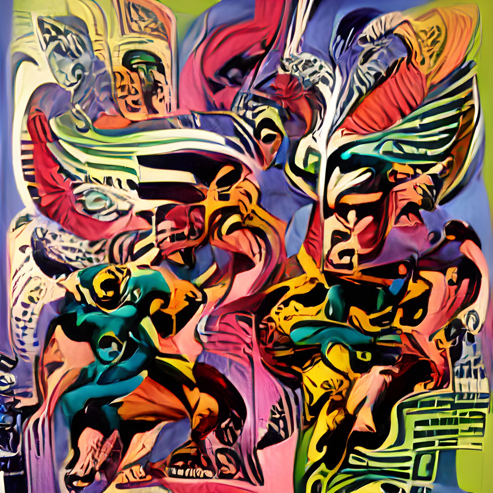 Dynamic Winged Figures in Comic Book Art Style