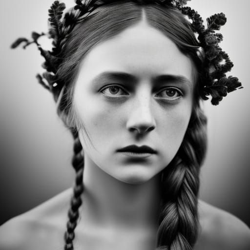 Victorian Woman in Grayscale Edwardian Portrait
