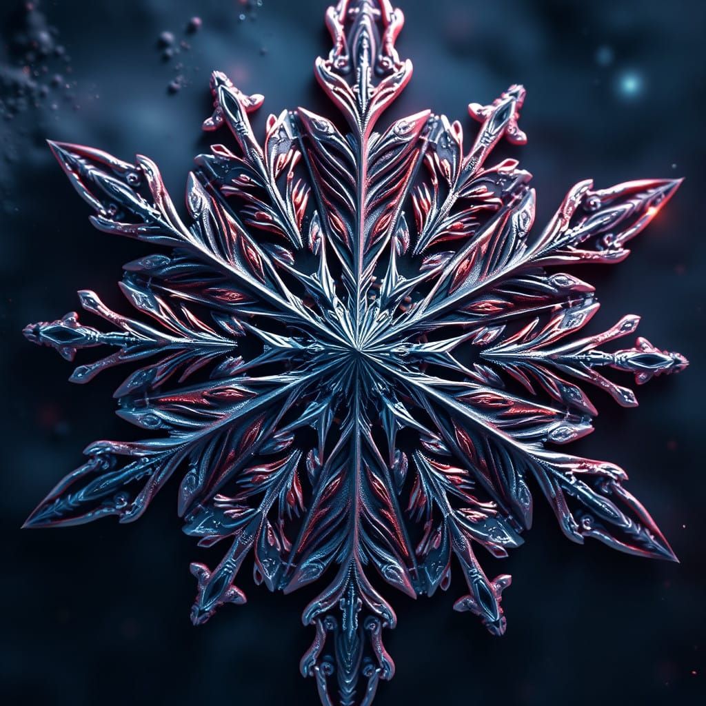 Vibrant Geometric Snowflake in Deep Fantasy Colors