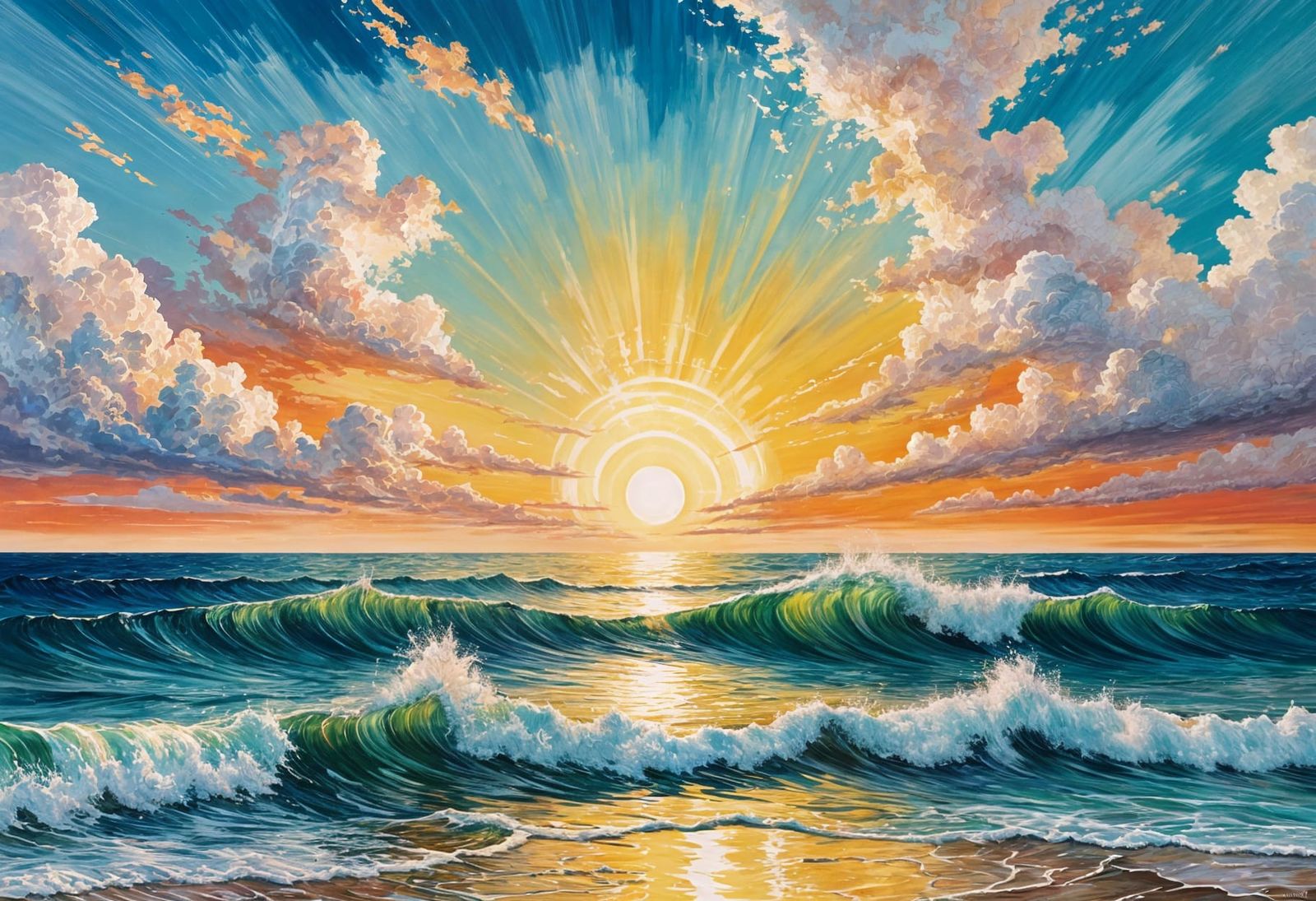 Sunrise Majesty in Vibrant Gouache