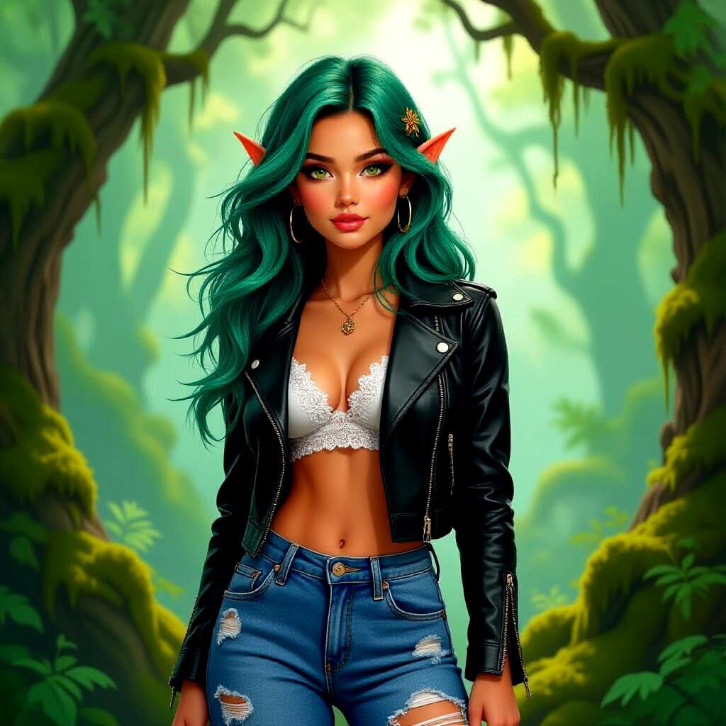 Playful Pixie Girl in Whimsical Forest