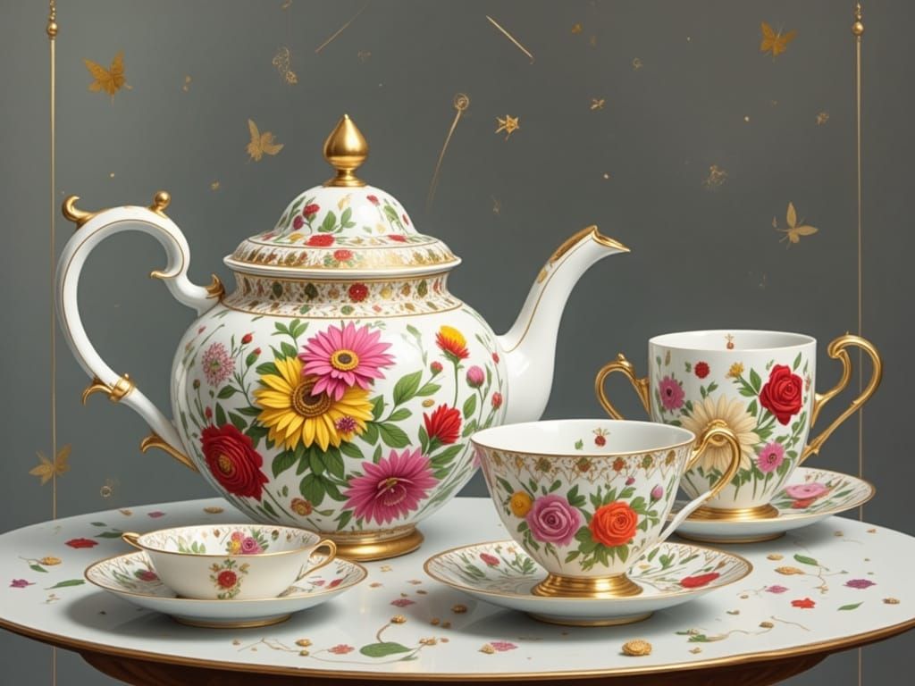 Stunningly Realistic Ceramic Tea Set with Intricate Florals ...