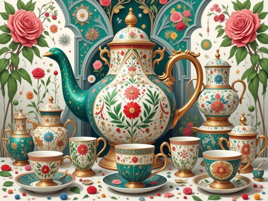 Stunningly Realistic Ceramic Tea Set in Whimsical Elegance