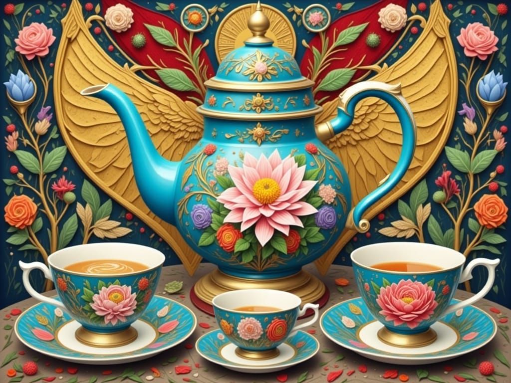 Stunningly Realistic Ceramic Tea Set in Whimsical Style