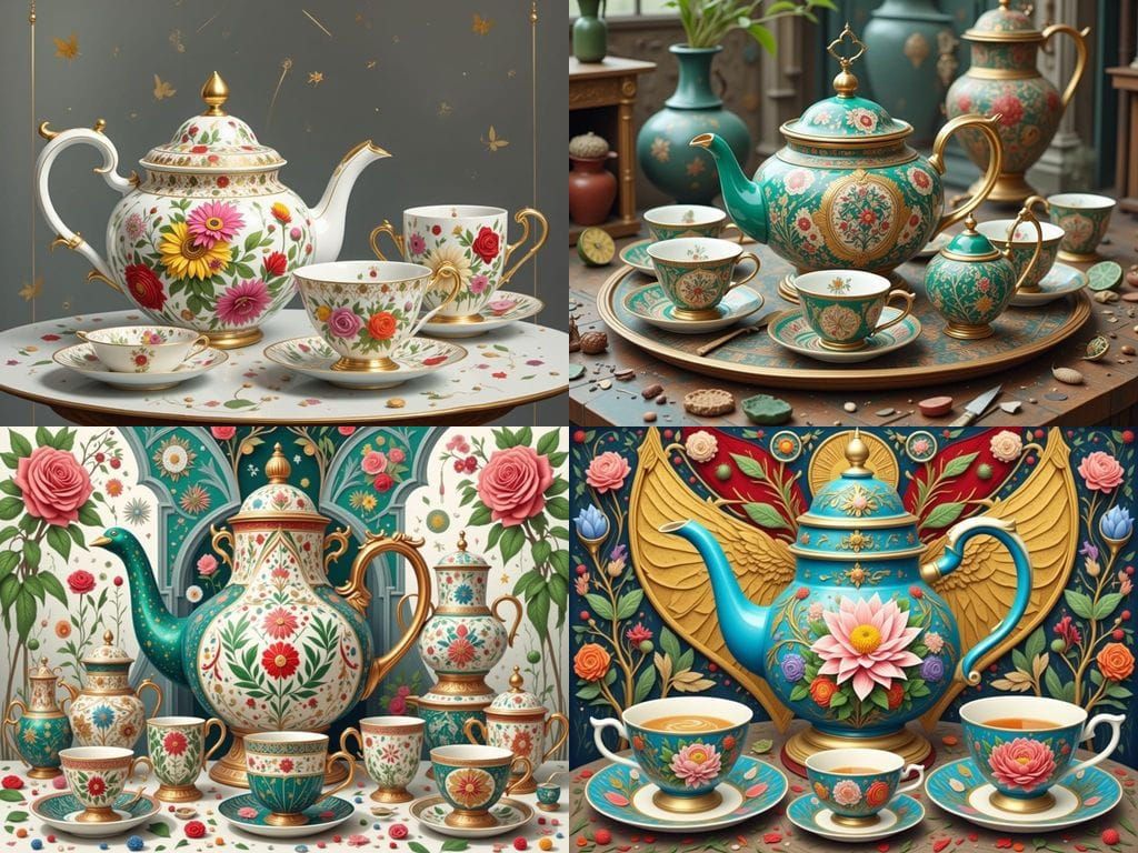 Beautifully Realistic Ceramic Tea Set in Whimsical Colors