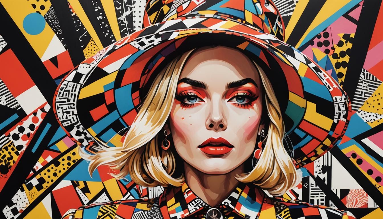 Pop Art Diva with Geometric Patterns