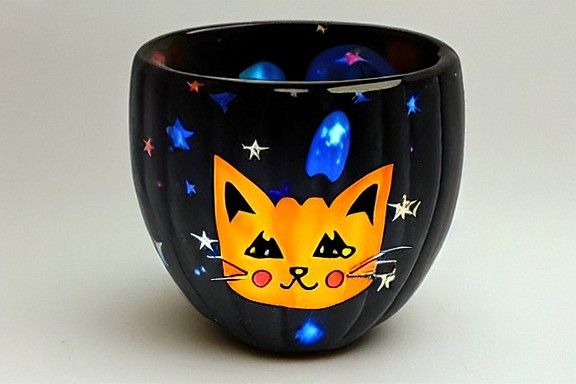 Cosmic Cat in Pumpkin Glass