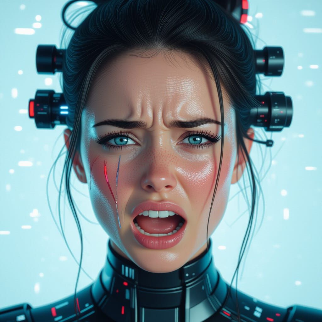 Intense Emotions: Woman's Face in Binary Reconstruction Styl...