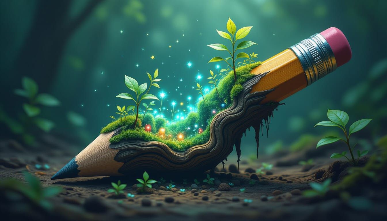 Pencil Transforms into Magical Forest with Bioluminescent Li...