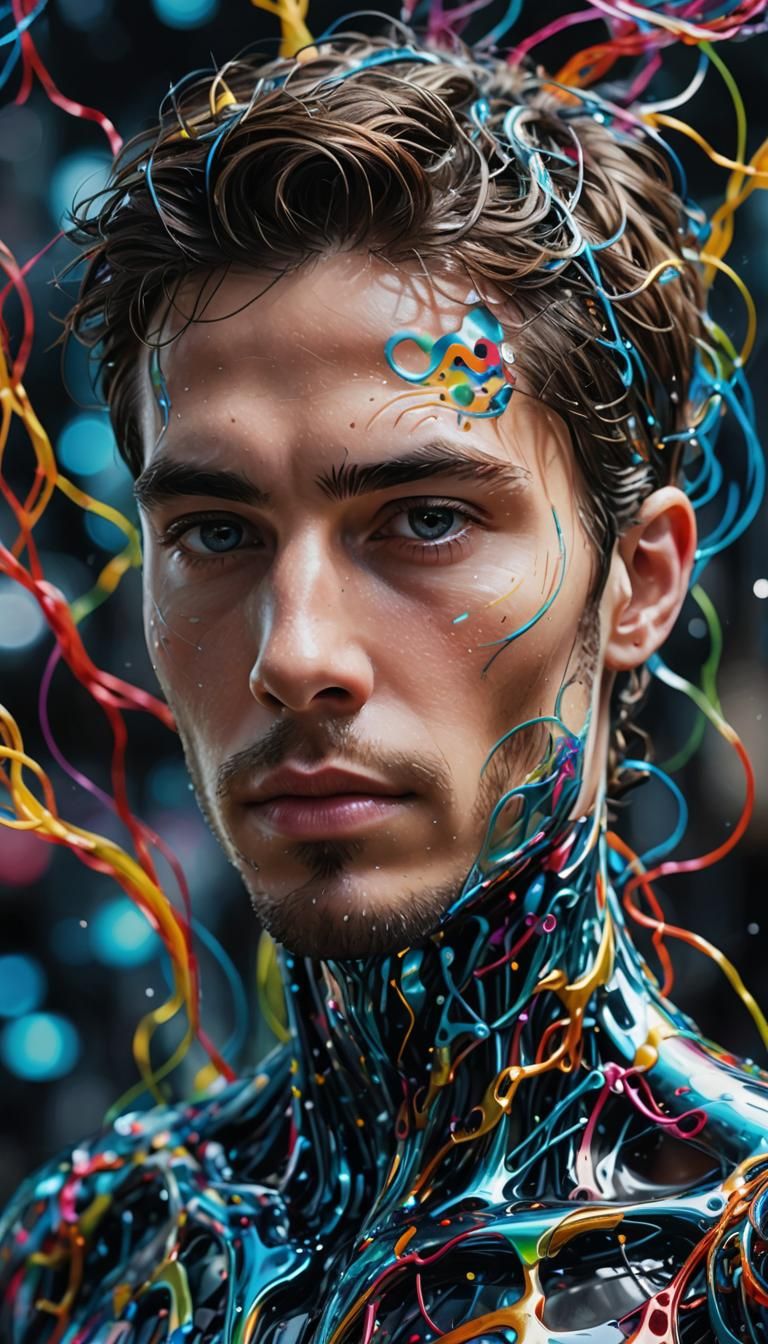 digital art, hologram, bigdata, high technology, Humanoid, r...