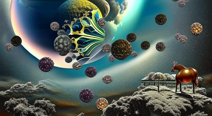 Crystal Ball Planet in Psychedelic Space Art