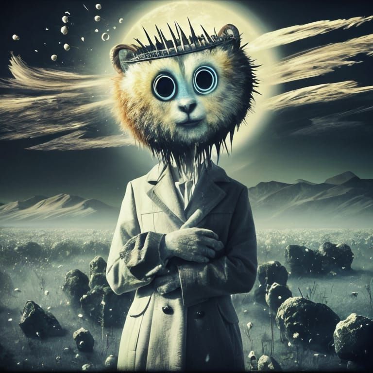 Surreal Glitch Lamb with Melting Clocks