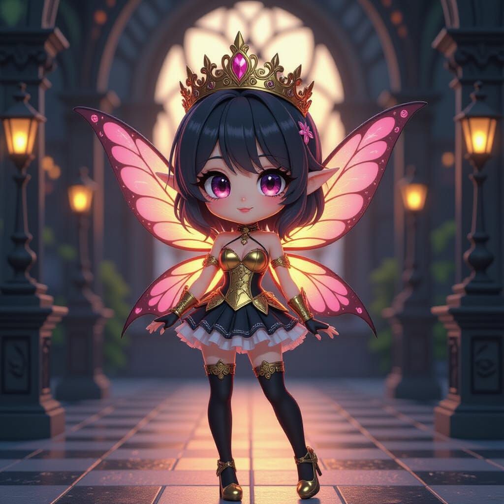 Chibi Fairy Girl in Gothic Victorian Fantasy