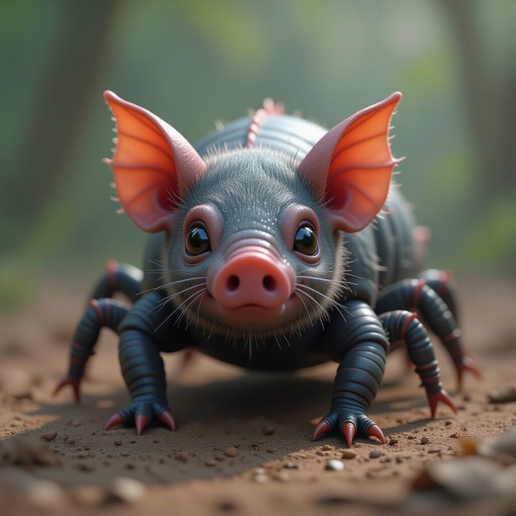 Bat Centipede Pig Hybrid in Hyperrealistic 3D