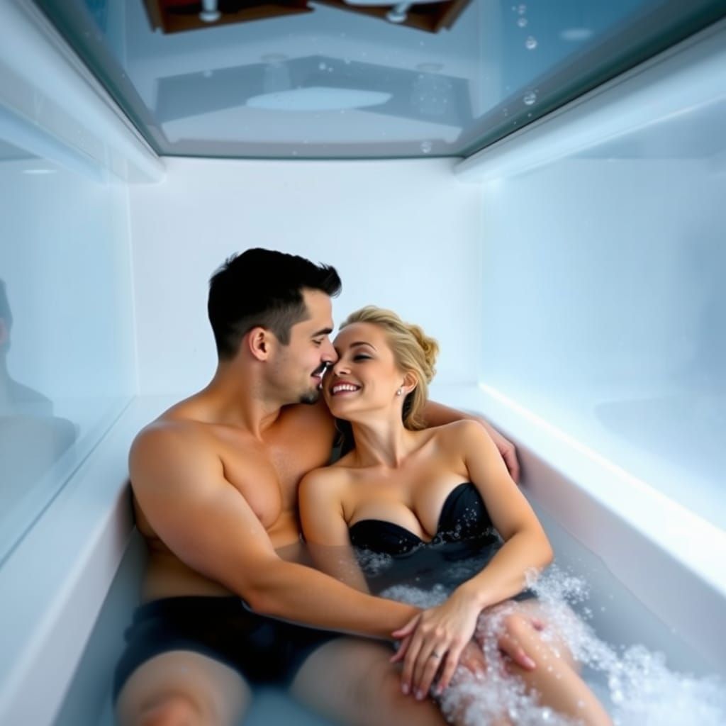 Couples Bath Time Serenity in Soothing Hues