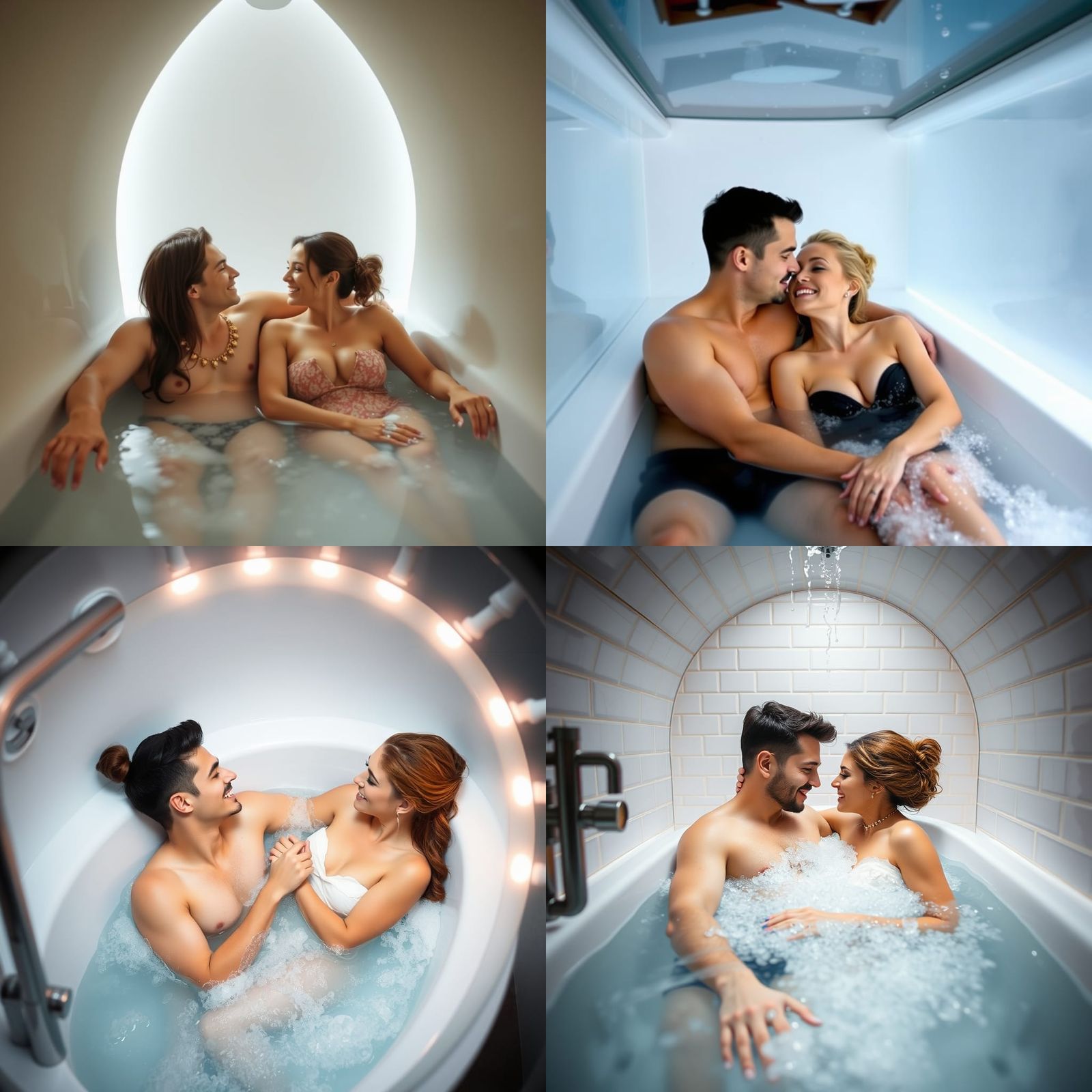 Couple's Intimate Bath Time Moment in a Soaking Tub