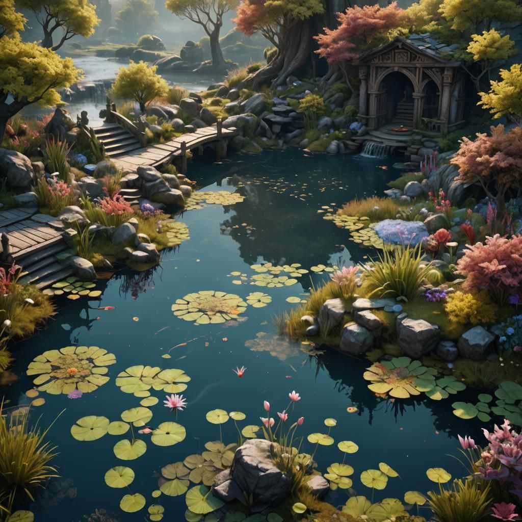 Fantastical Pond in Detailed Matte Painting