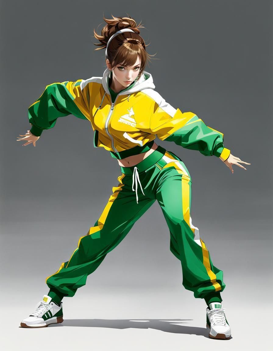 Anime Breakdancer Portrait in Video Game Art Style