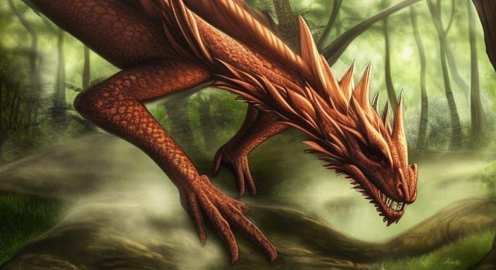 Dragon in Forest: 3D Game Cinematic Graphics