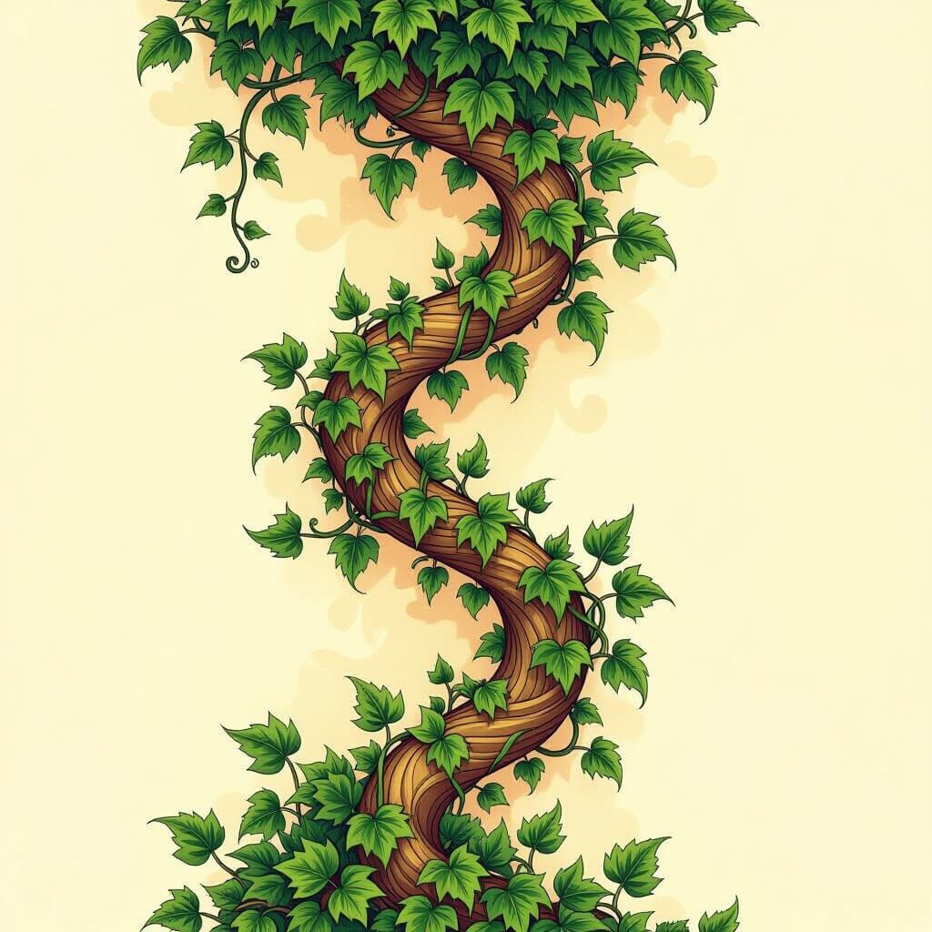 Lush Green Vines in Whimsical Art Nouveau Style