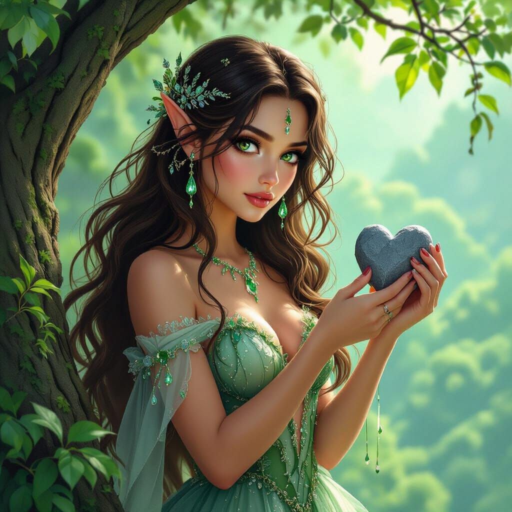 Ethereal Fairy Cutting Heart on Cliff Edge