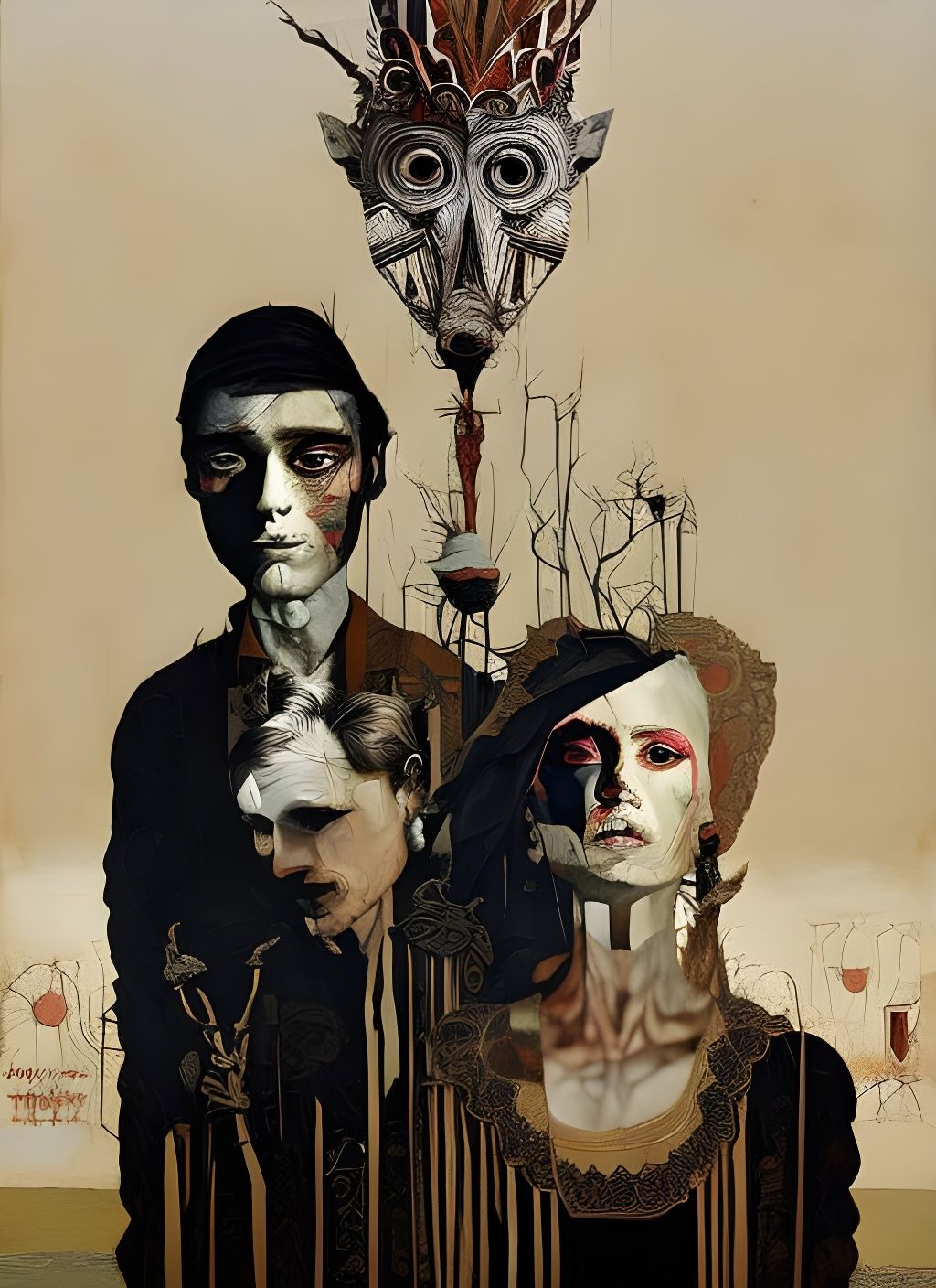 Colorful Mother and Son Portrait in Collage Style