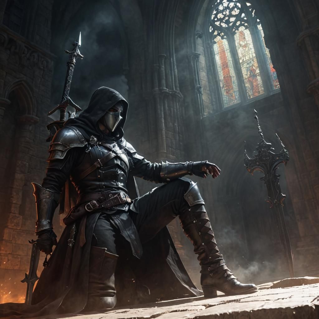 Epic Medieval Rogue in Dark Fantasy Art Style