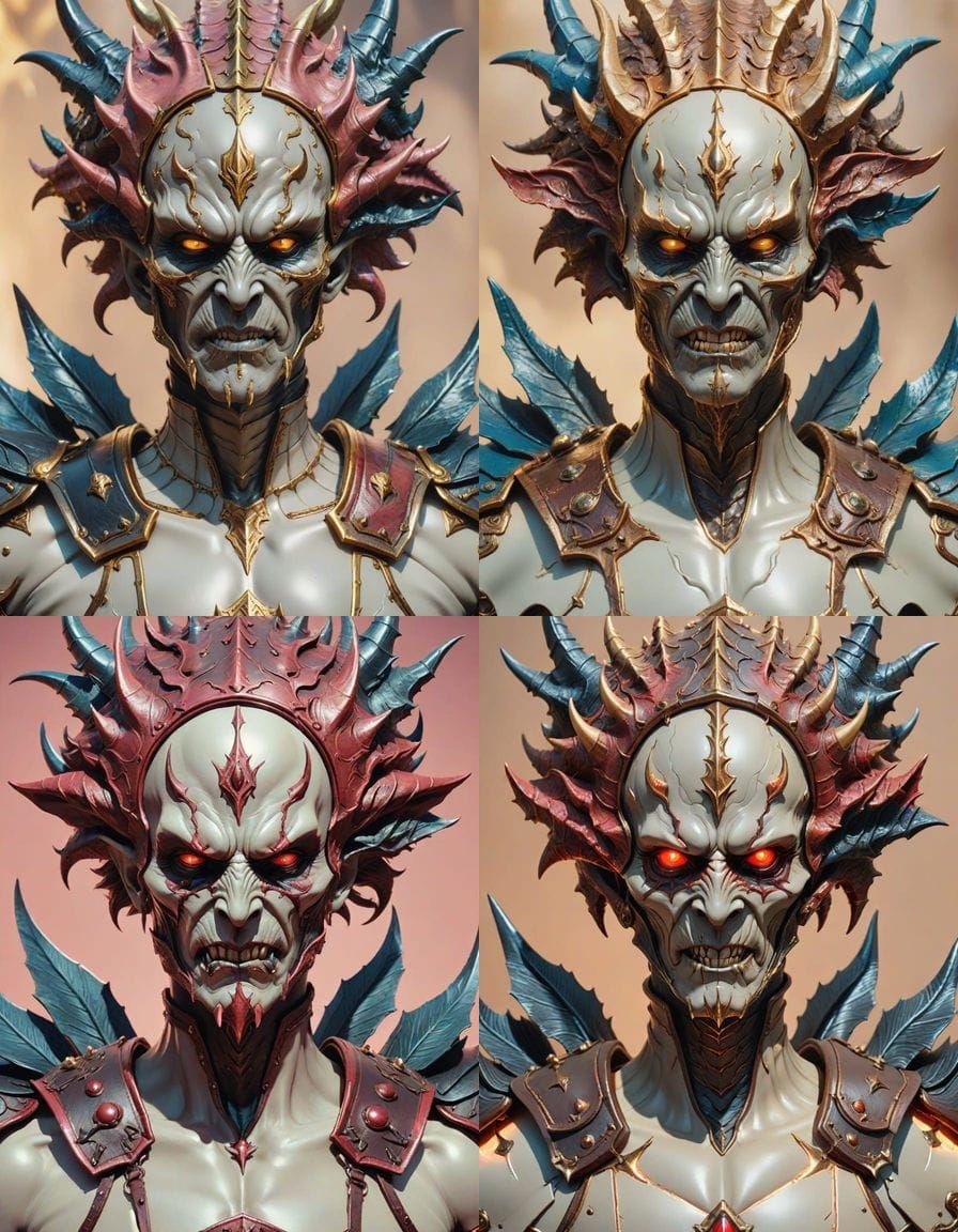 Ancient Armored Demon in Resin Cast Acrylic Art