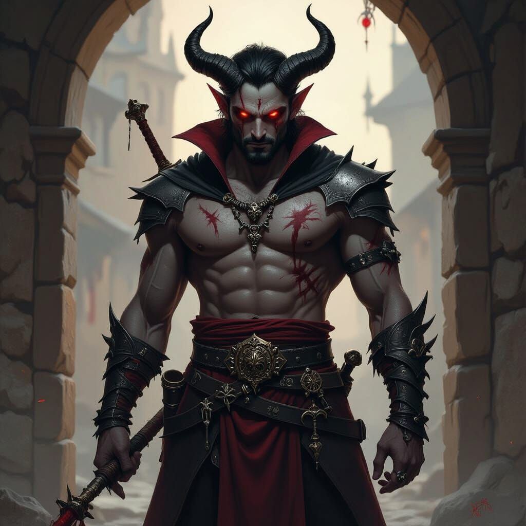 Vampire Demon Assassin in Ancient Doorway, Giger & Frazetta ...