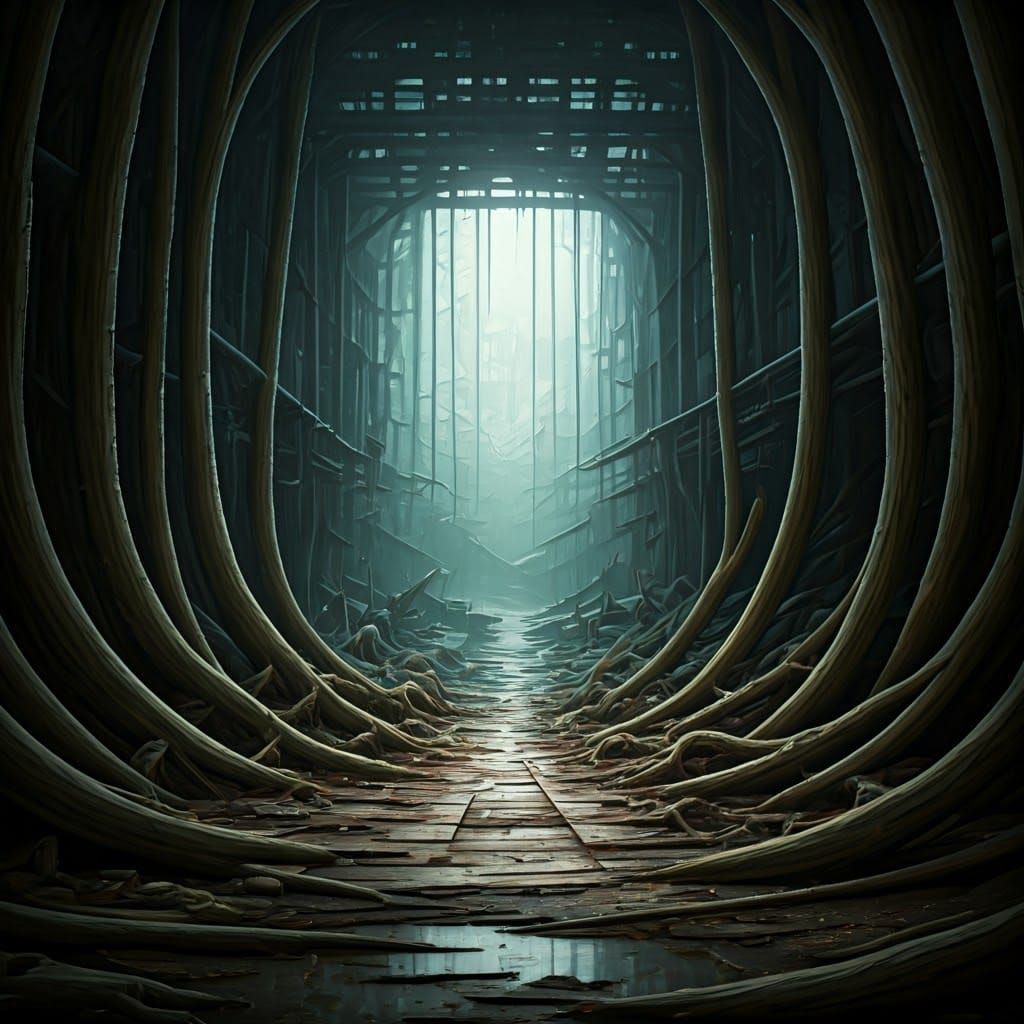 Eerie Decaying Landscape in a Surreal Style