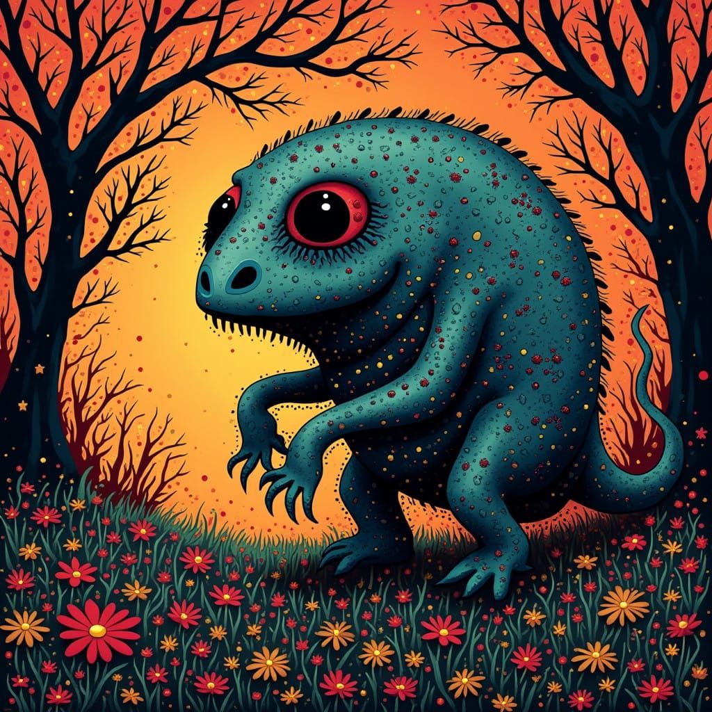 Surreal Inuit-Inspired Painting in a Grim Dark Style