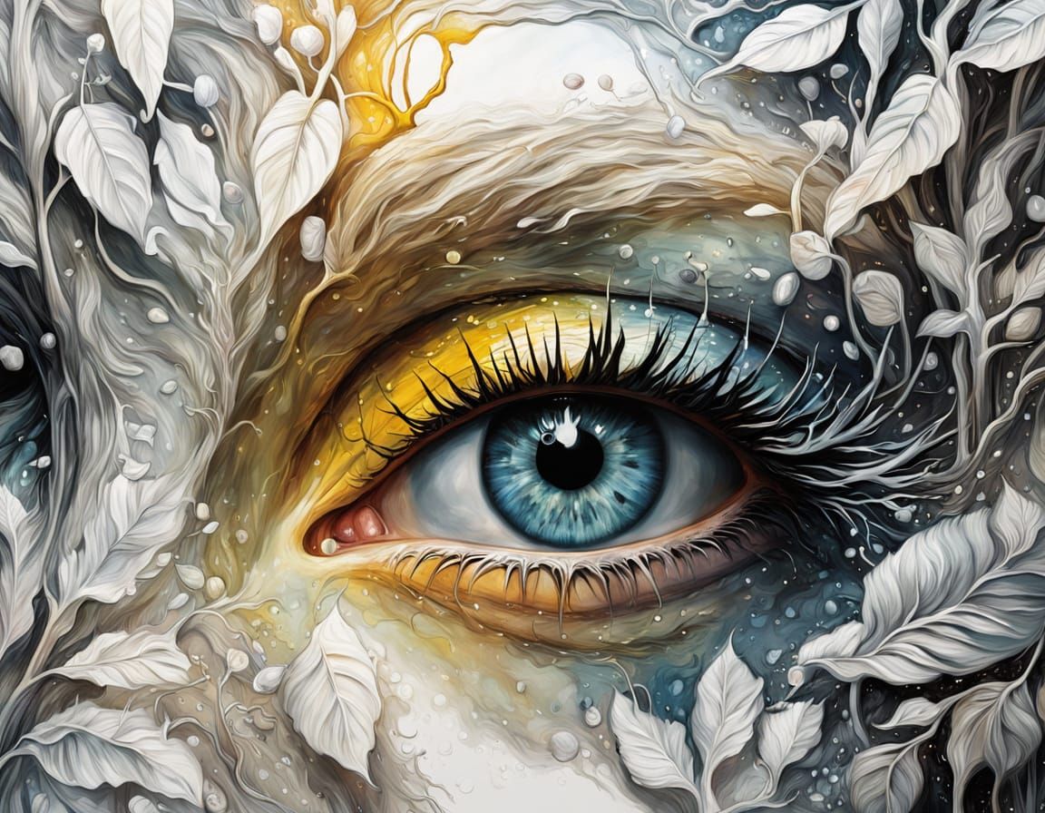 Translucent Albino Creature Emerges in Oily Surrealism