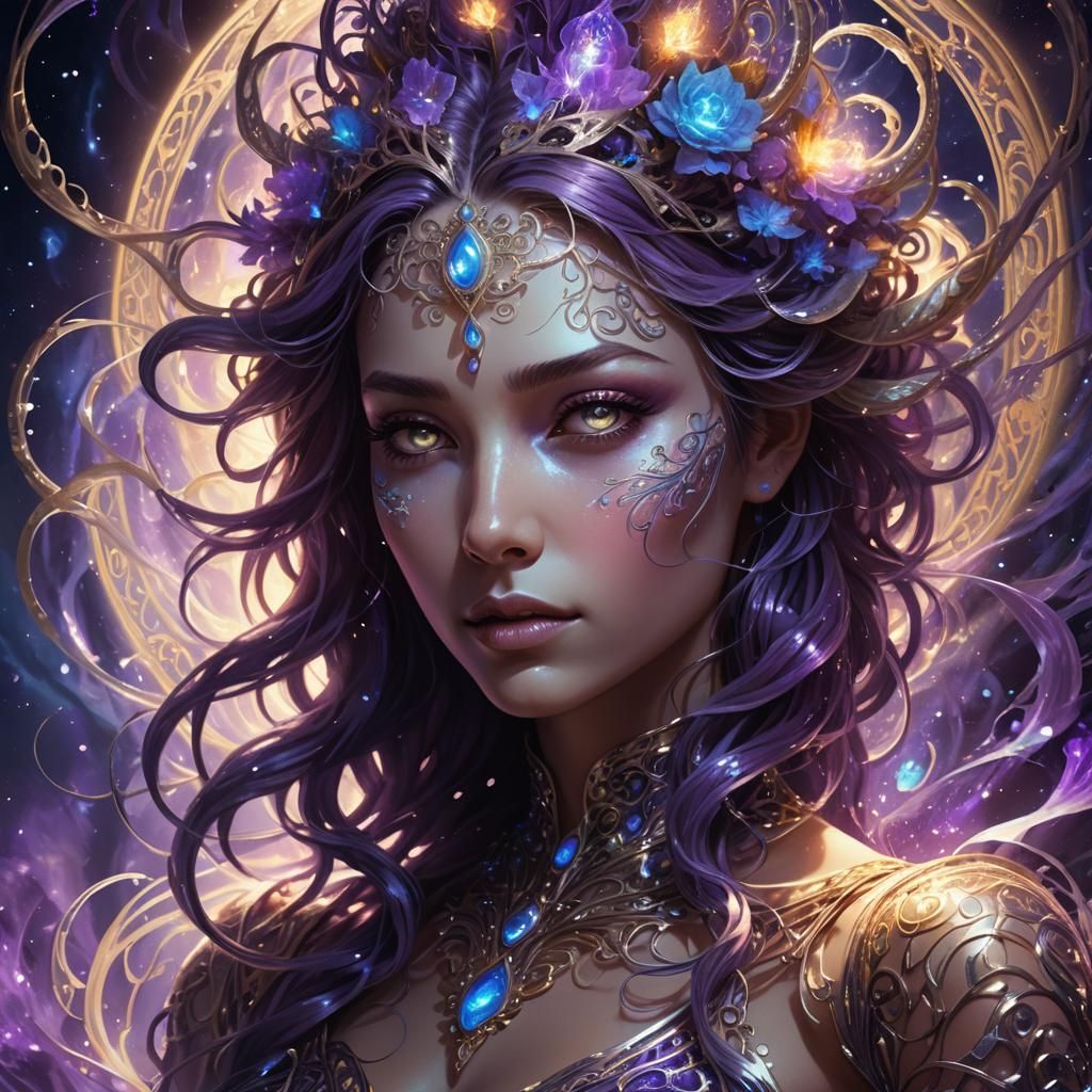 Ethereal Soul Portrait in Art Nouveau Style