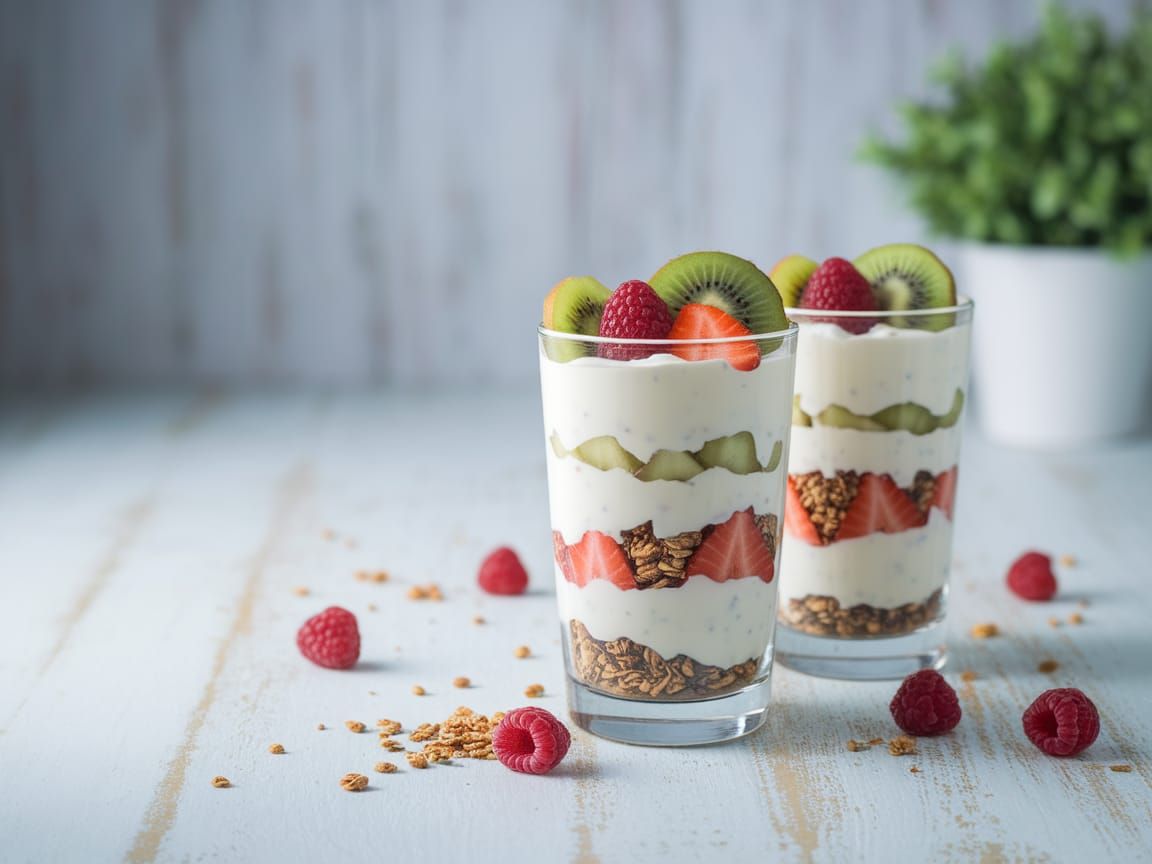 Wholesome Breakfast Parfait in Rustic Setting