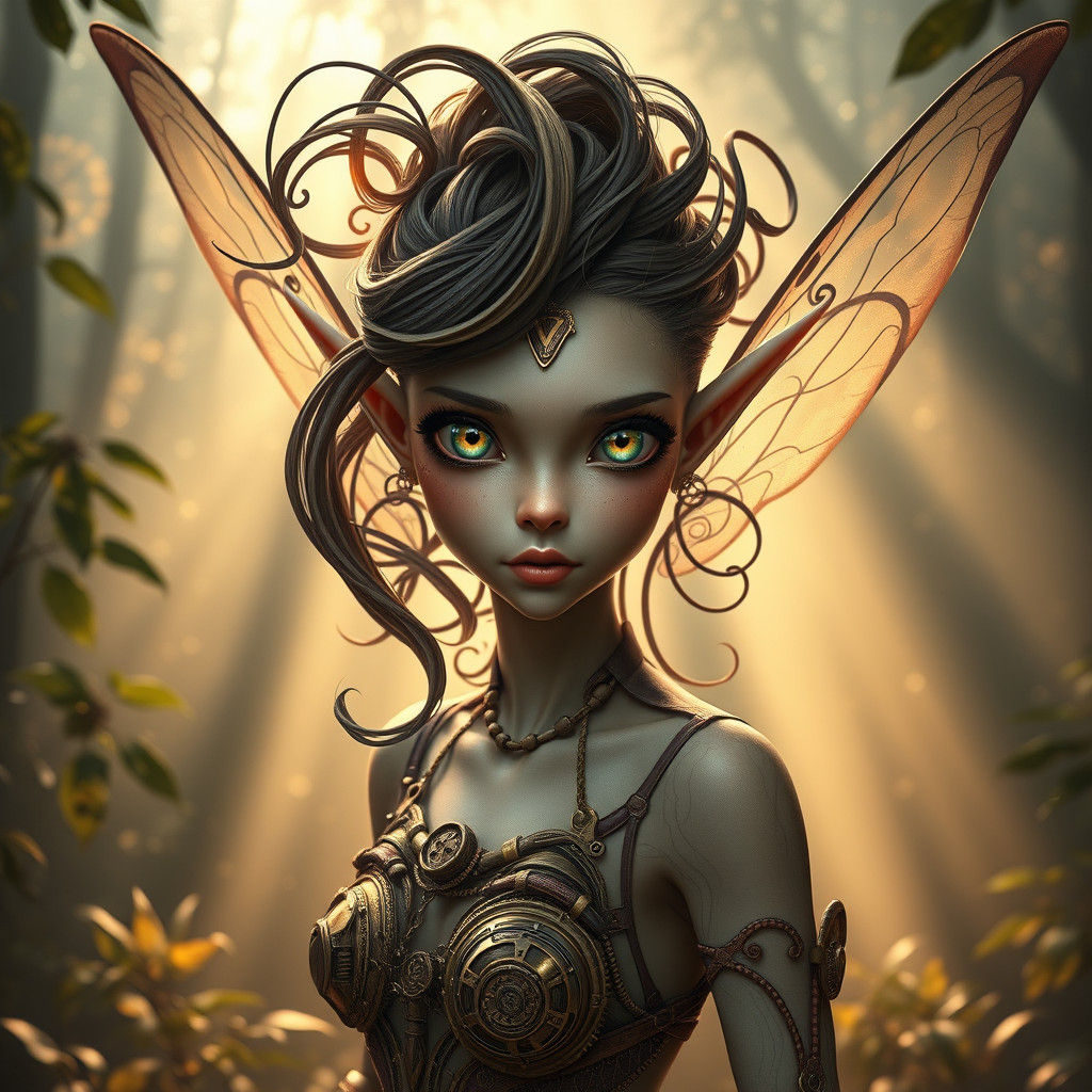 Steampunk Fairy Elf Portrait in Dreamlike Realism