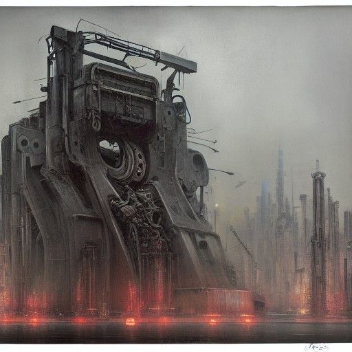 Dieselpunk Reaper Grin in Cyberpunk Surrealism