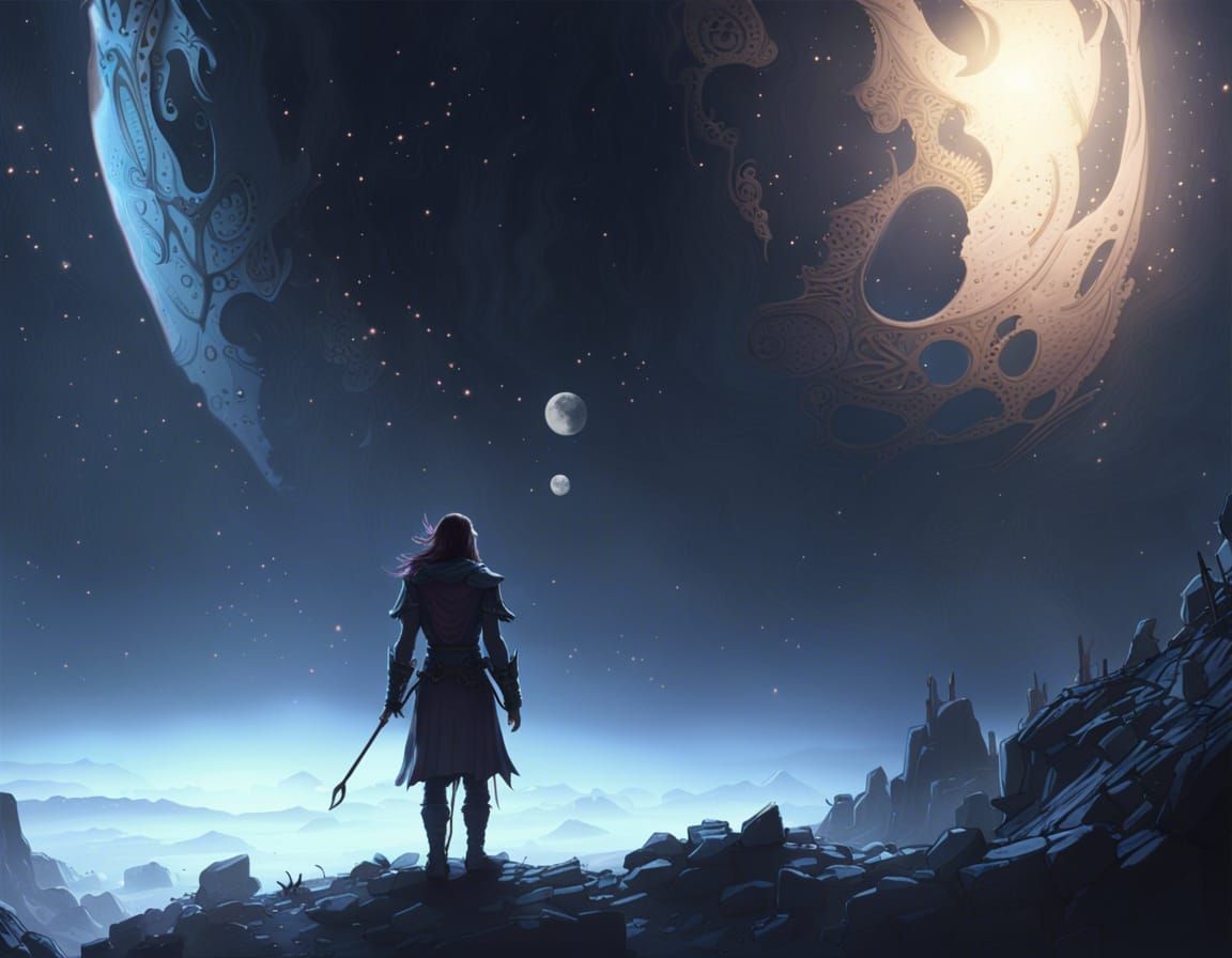 Fantasy Art: Moon and Stars in Deep Color